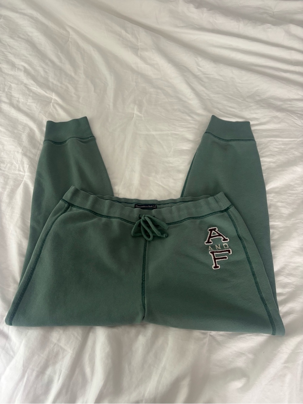 Abercrombie & Fitch Green Logo Drawstring Joggers